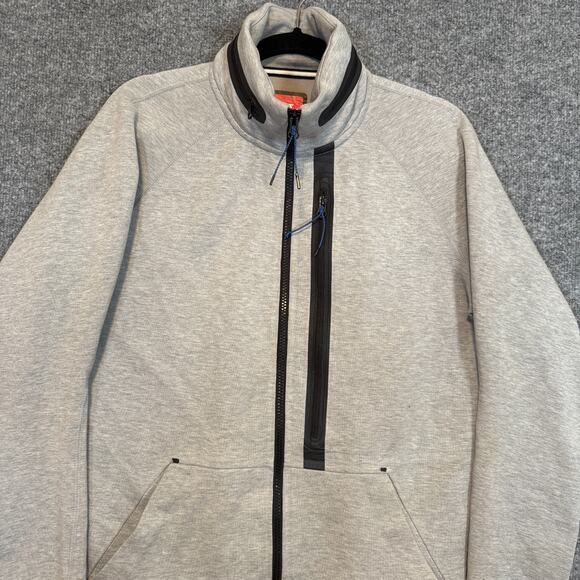 Nike Tech Sweatshirt Mens Medium Gray Full Zip Tech Fleece Swoosh Stretch Flaw - Picture 4 of 12